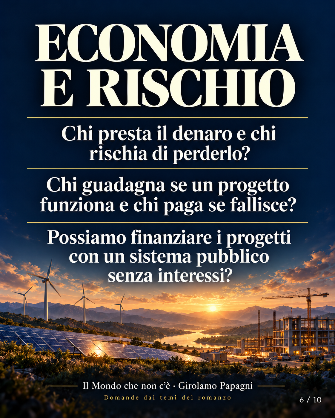 ECONOMIA E RISCHIO. Chi presta il denaro e chi rischia di perderlo?. Chi guadagna se un progetto funziona e chi paga se fallisce?. Possiamo finanziare i progetti con un sistema pubblico senza interessi?
